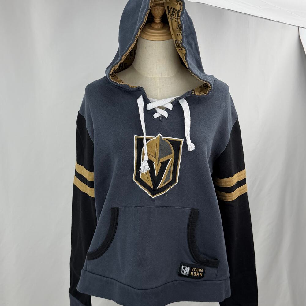 Vegas Golden Knights Lace Up Hoodie Women’s L Cropped NHL Hockey Sweatshirt